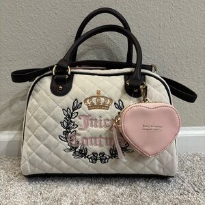 New! Adorable Juicy Couture Velour 
Quilted Royal Moment Bowler Bag